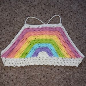 Crochet rainbow bralet